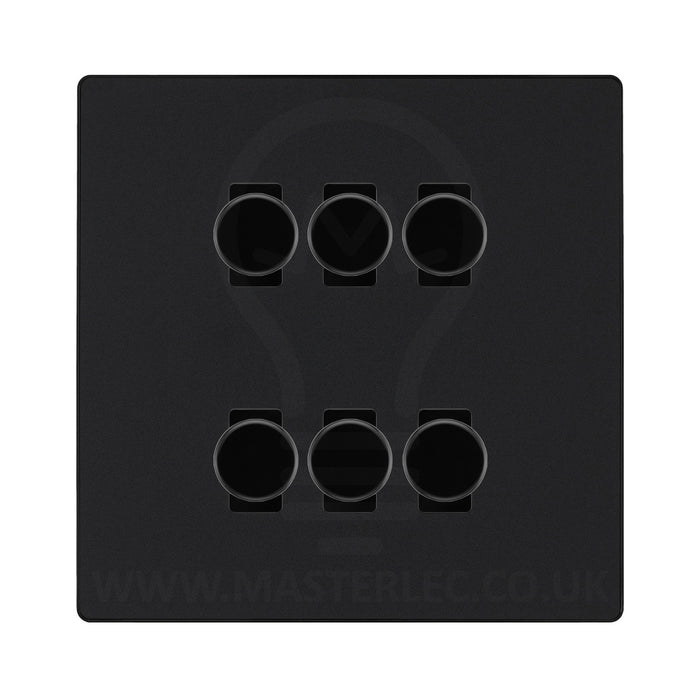 BG Evolve Matt Black 6 Gang Trailing Edge LED Dimmer Light Switch 2 Way Custom Switch