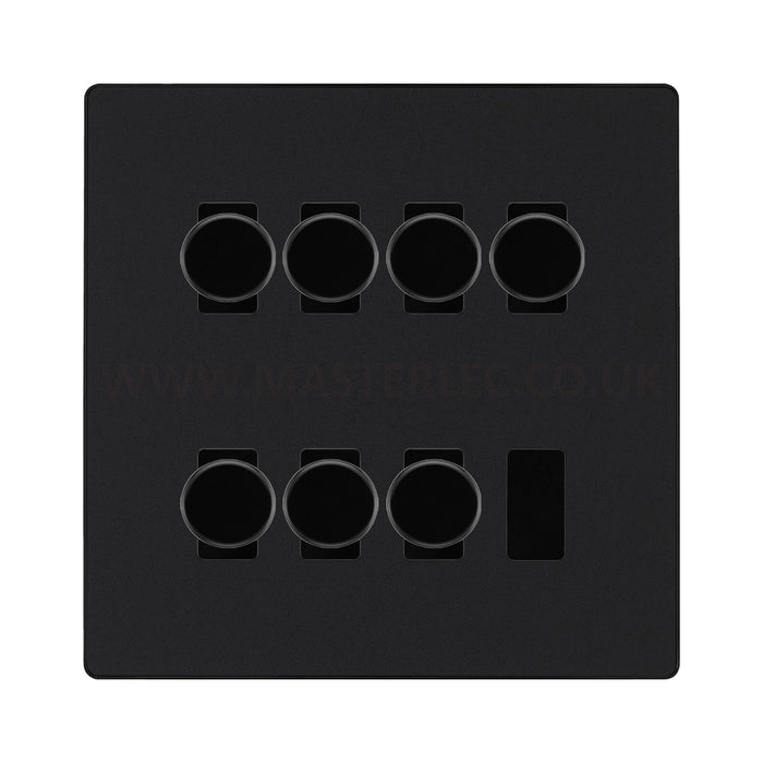 BG Evolve Matt Black 7 Gang Trailing Edge LED Dimmer Light Switch 2 Way Custom Switch