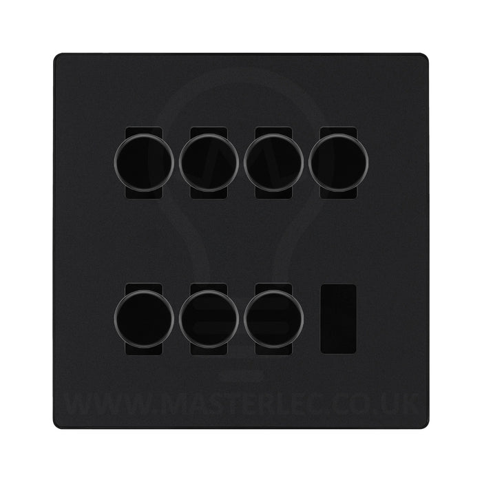 BG Evolve Matt Black 7 Gang Trailing Edge LED Dimmer Light Switch 2 Way Custom Switch