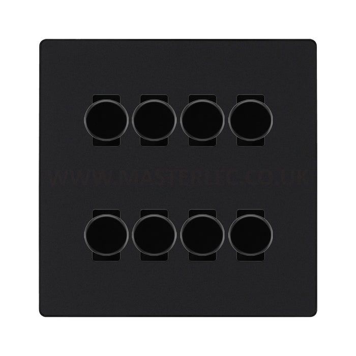 BG Evolve Matt Black 8 Gang Trailing Edge LED Dimmer Light Switch 2 Way Custom Switch