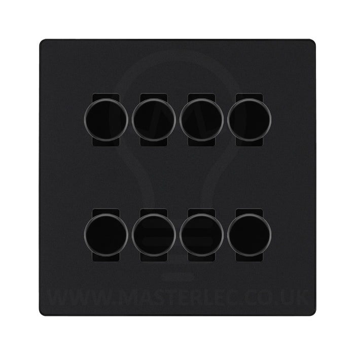 BG Evolve Matt Black 8 Gang Trailing Edge LED Dimmer Light Switch 2 Way Custom Switch