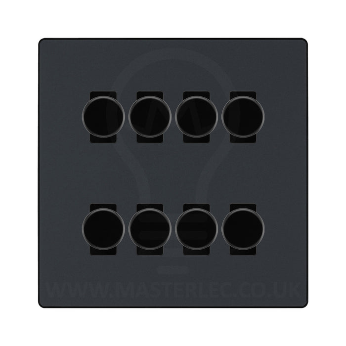 BG Evolve Matt Grey 8 Gang Trailing Edge LED Dimmer Light Switch 2 Way Custom Switch