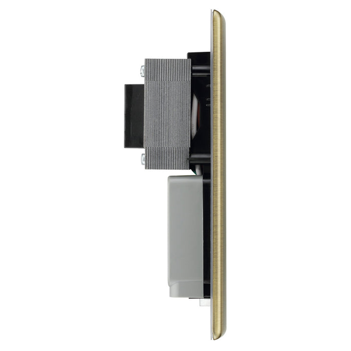 BG Nexus Antique Brass Shaver Socket, Dual Voltage 115/240V, Black Insert NAB20B