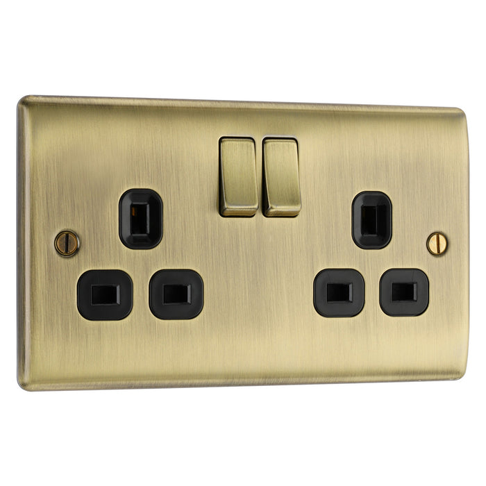 BG Nexus Antique Brass Switches and Sockets Black Inserts Full Range