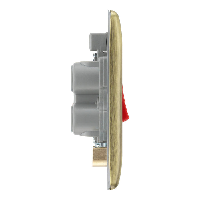 BG Nexus Antique Brass 45 Amp Double Pole Single Cooker Switch LED Indicator NAB74