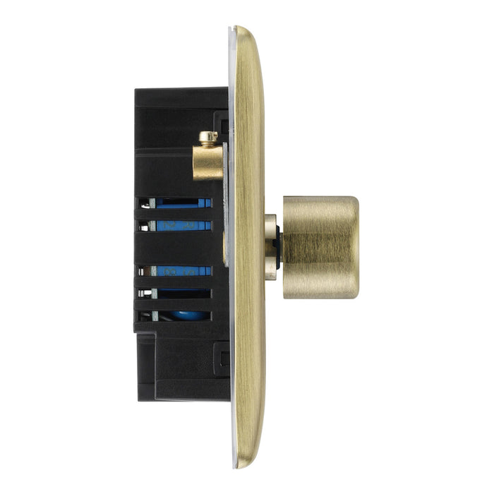 BG Nexus Metal Antique Brass Trailing Edge Double Dimmer Switch 2 Way LED NAB82