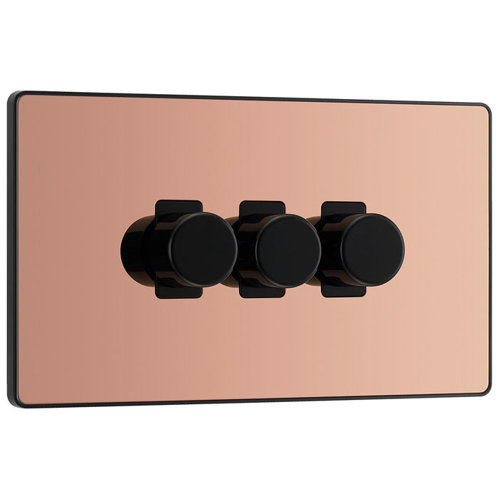 BG Evolve Polished Copper 3 Gang Custom Grid Dimmer Light Switch PCDSB83B