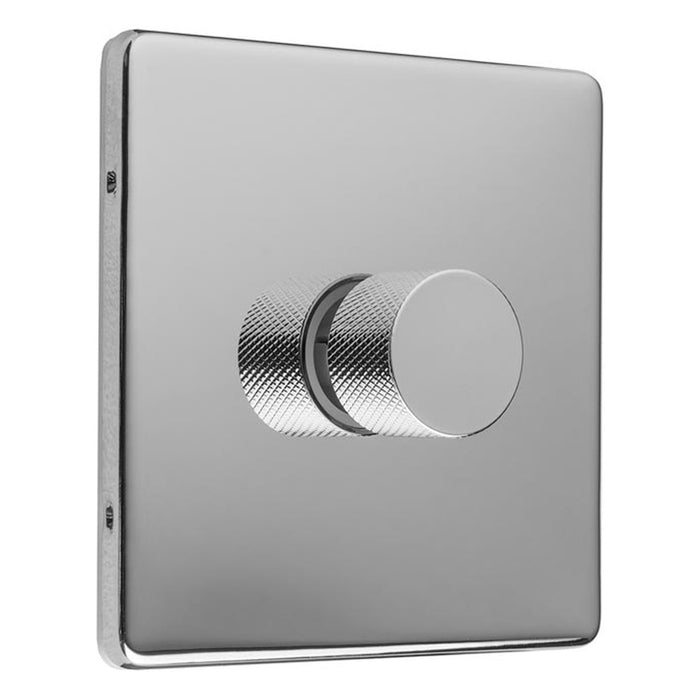 Polished Chrome Knurled Dimmer Knob Universal Replacement D-Shaped