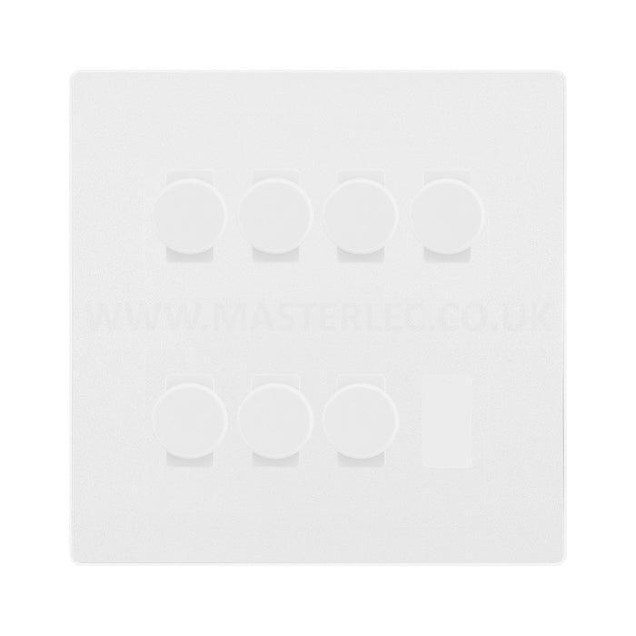 BG Evolve Pearlescent White 7 Gang Trailing Edge LED Dimmer Light Switch 2 Way Custom Switch