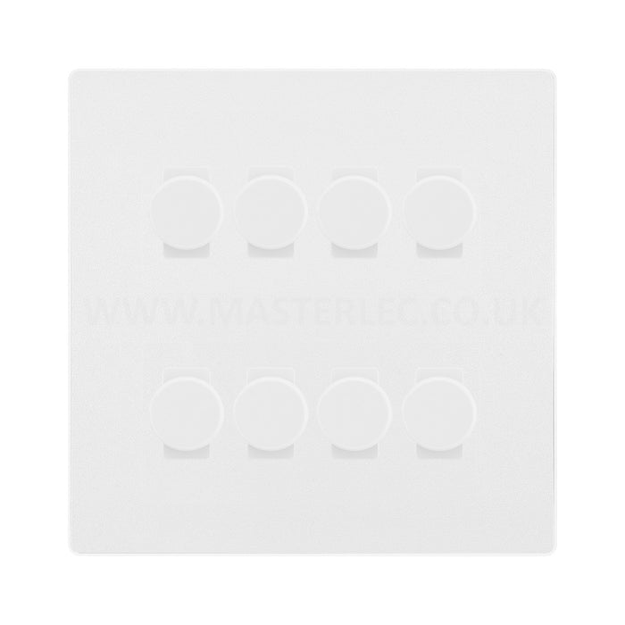 BG Evolve Pearlescent White 8 Gang Trailing Edge LED Dimmer Light Switch 2 Way Custom Switch
