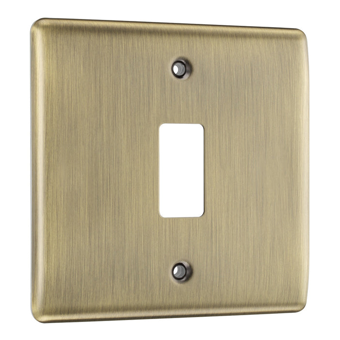 BG RNAB1 Antique Brass Steel 1 Gang Front Cover Plate