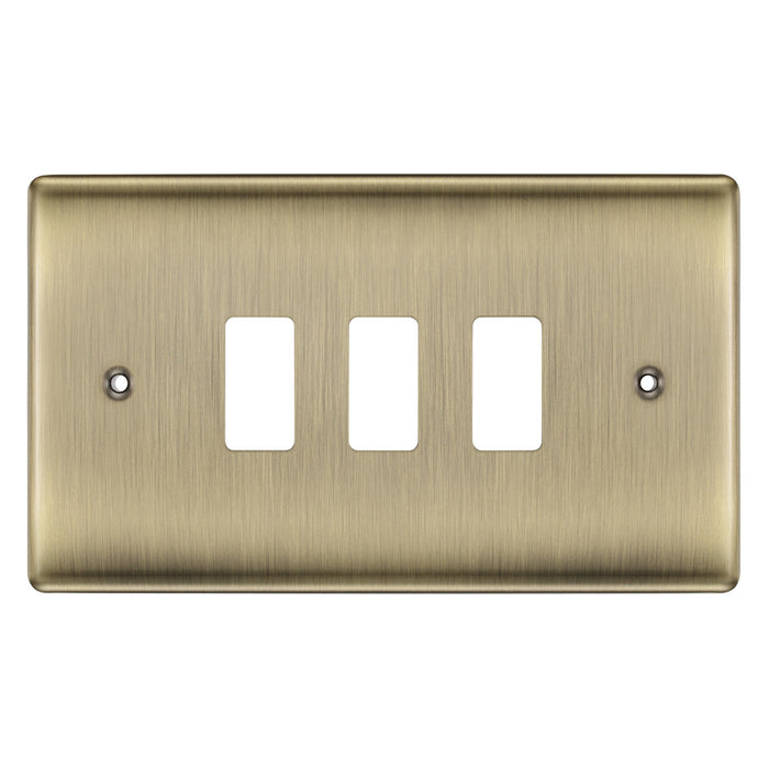 BG RNAB3 Antique Brass 3 Gang Front Cover Plate