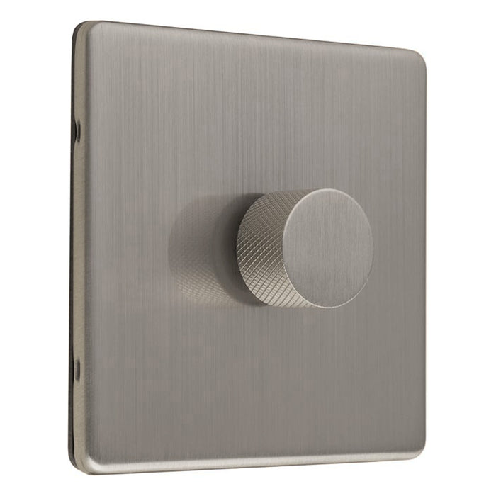 Brushed Steel / Stainless Steel Knurled Dimmer Knob Universal Replacement D-Shaped