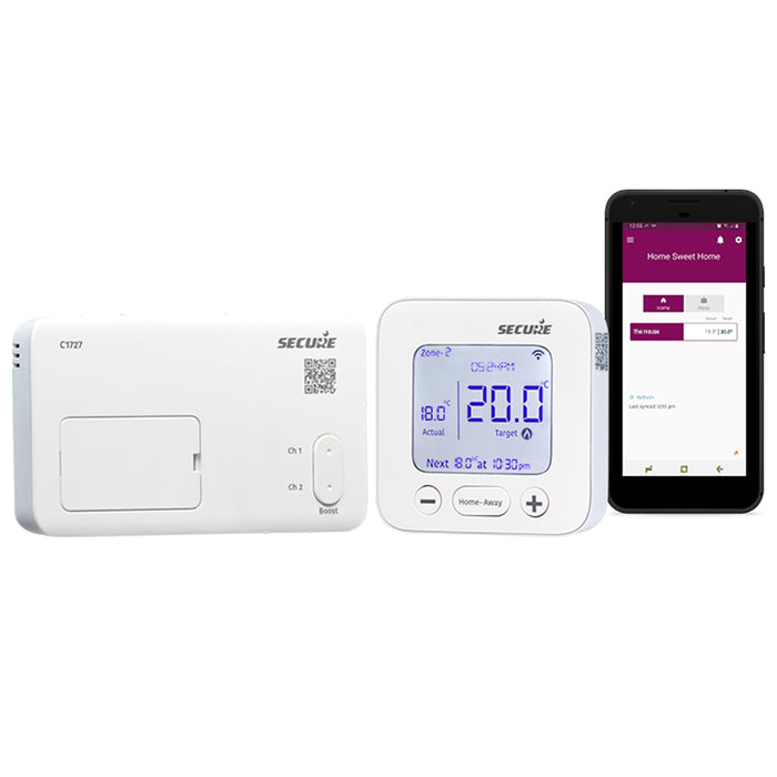 Secure C1727 2 Channel Bluetooth Programmer Smart Thermostat with Receiver