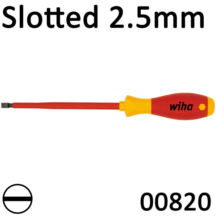 Wiha VDE Screwdriver SoftFinish 2.5mm Slotted 00820