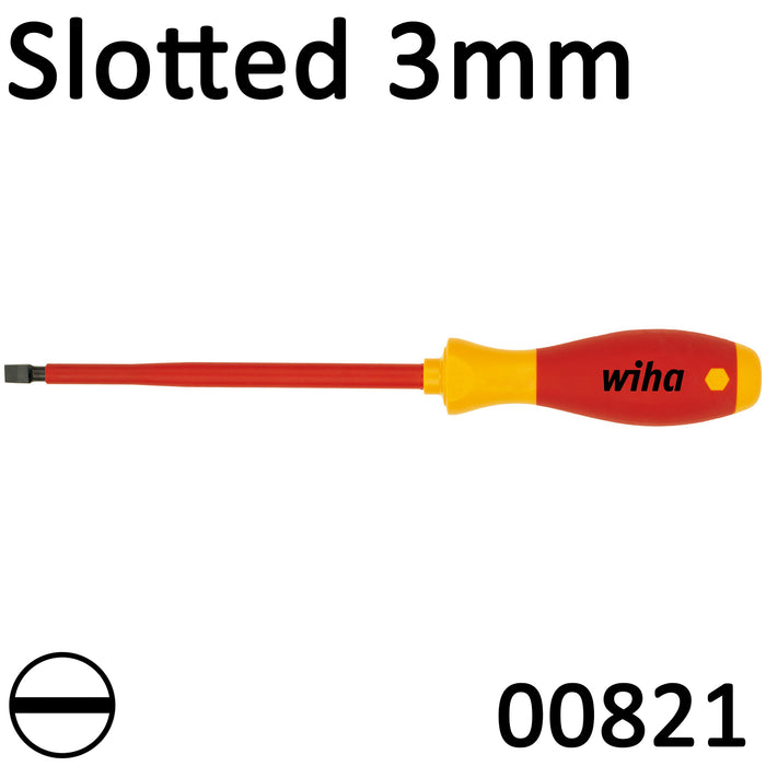 Wiha VDE Screwdriver SoftFinish 3mm Slotted 00821