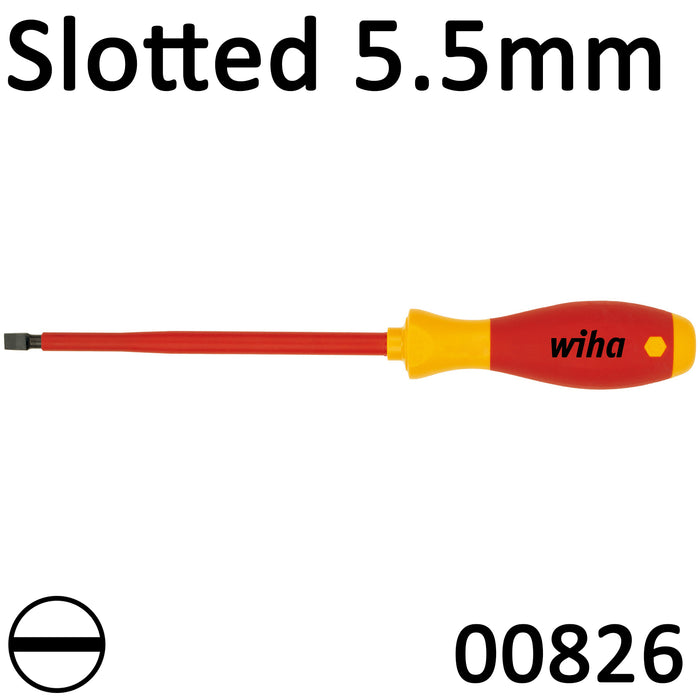 Wiha VDE Screwdriver SoftFinish 5.5mm Slotted 00826