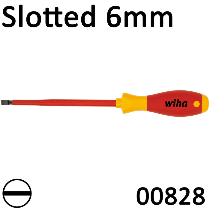 Wiha VDE Screwdriver SoftFinish 6mm Slotted 00828