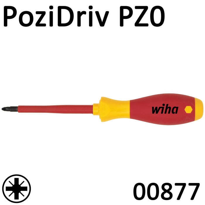 Wiha VDE Screwdriver SoftFinish PoziDriv PZ0 Pozi 00877