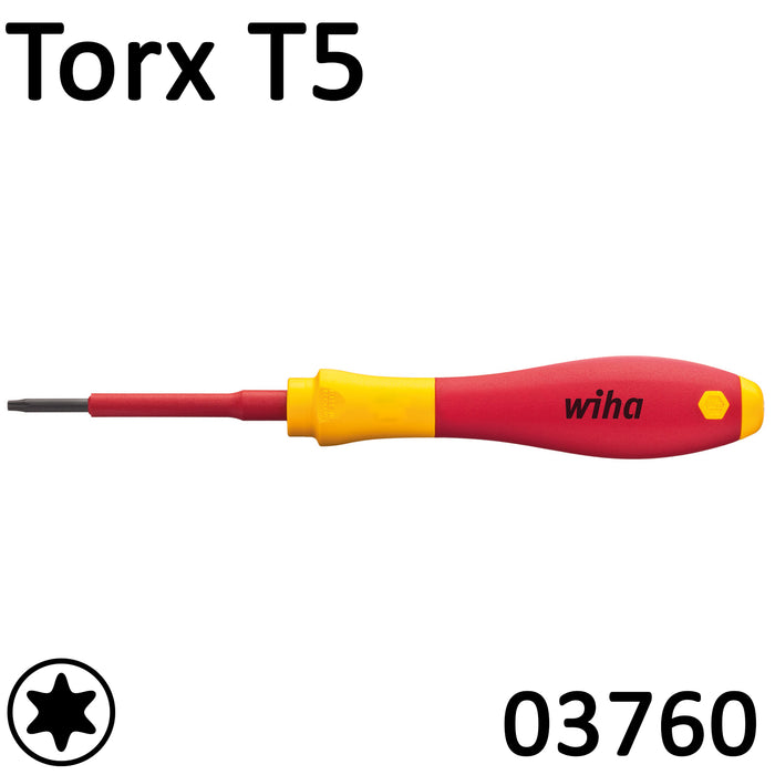 Wiha VDE Screwdriver SoftFinish Torx T5 03760