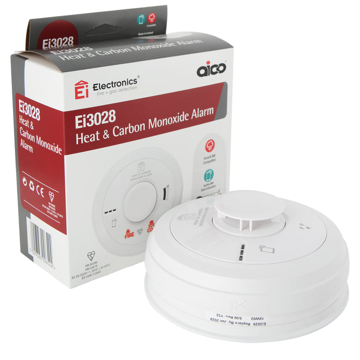 Aico Ei3028 Multi-Sensor Heat & CO Alarm Battery Back Up & Easy Fit Base