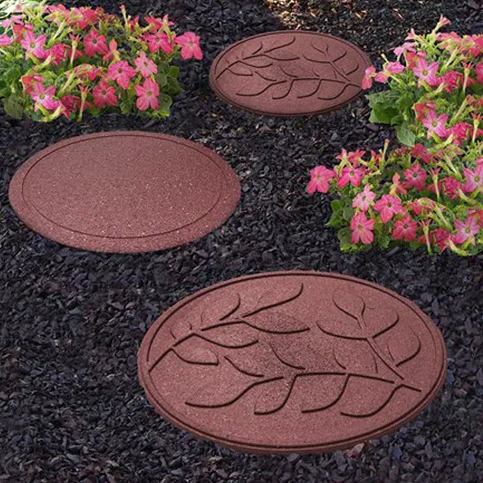 Primeur Terracotta Reversible Leaves Stepping Stone Recycled Rubber