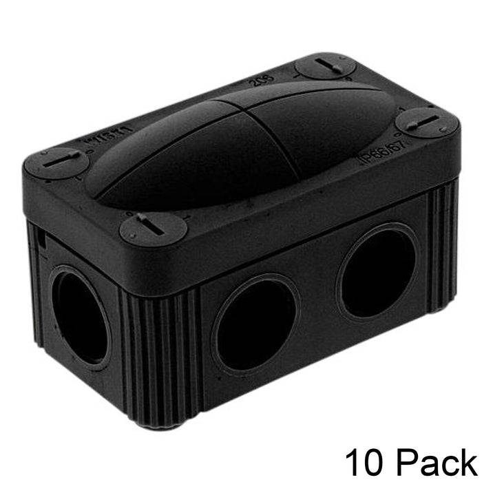 Wiska Combi 206/5 (Pack of 10) Weatherproof Outdoor Junction Box Black IP66