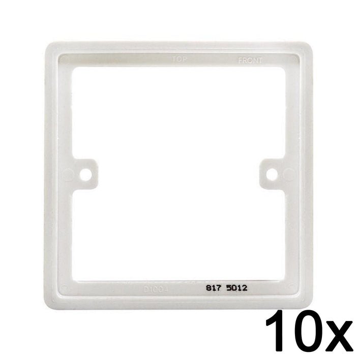 10x BG Nexus 817 White 1 Gang Single 10mm Depth Square Spacer Frame Back Box Plate 817-01