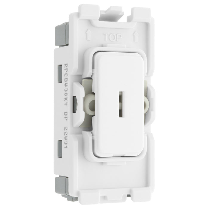 BG Evolve White RPCDW30KY 20 Amp Double Pole Secret Key Switch Appliance Grid Switch