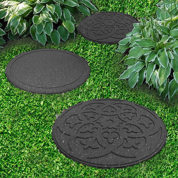 Primeur Grey Reversible Scroll Stepping Stone Recycled Rubber