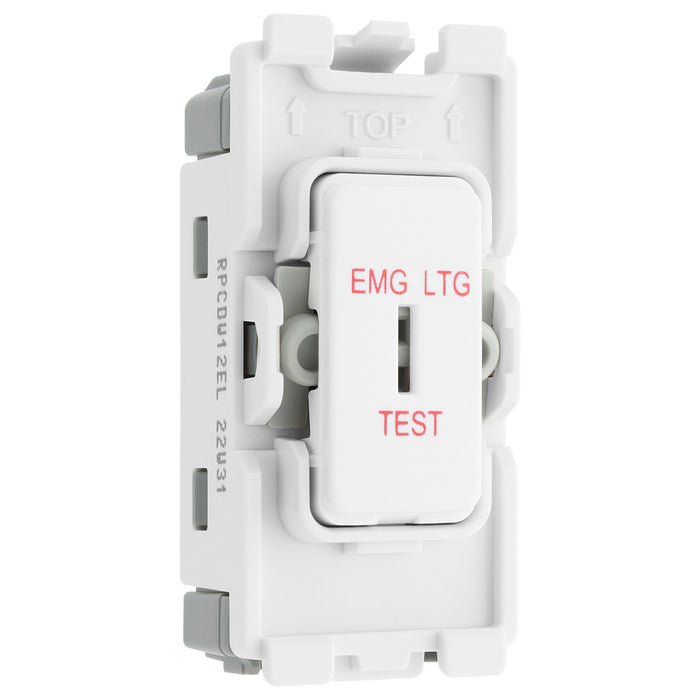 BG Evolve White RPCDW12EL 2 Way Single Pole Emergency Light Test Secret Key 20 Amp Grid Switch