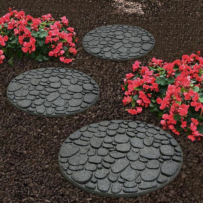 Primeur Grey River Rock Stepping Stone Recycled Rubber