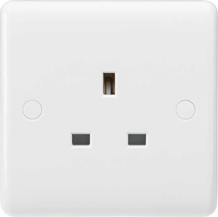 ML Accessories White Curved Edge 13A 1G Unswitched Socket