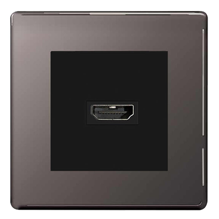 BG Nexus Screwless Black Nickel HDMI Socket Black insert