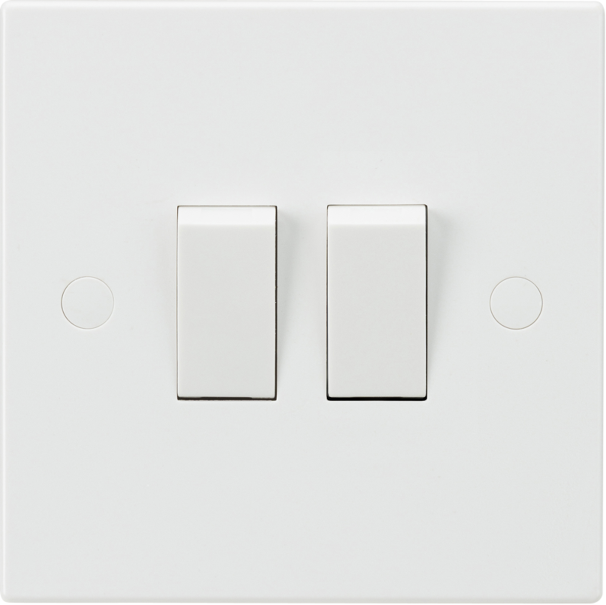 ML Accessories White Square Edge 10AX 2G 2 Way Double Light Switch ...