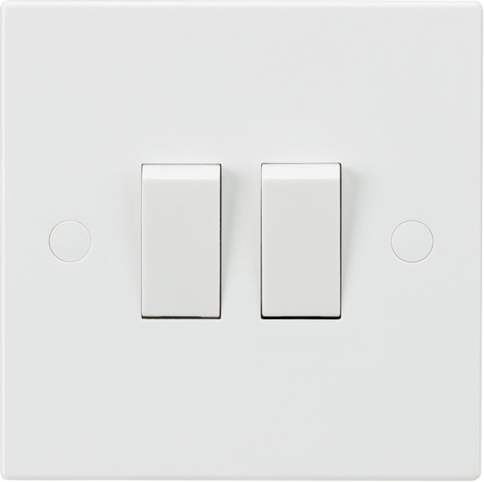 ML Accessories White Square Edge 10AX 2G 2 Way Double Light Switch