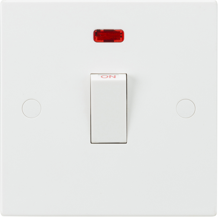 ML Accessories White Square Edge 20A 1G DP Switch with Neon