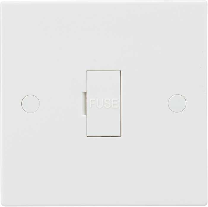 ML Accessories White Square Edge 13A Fused Spur Unit with 3A Fuse Fitted