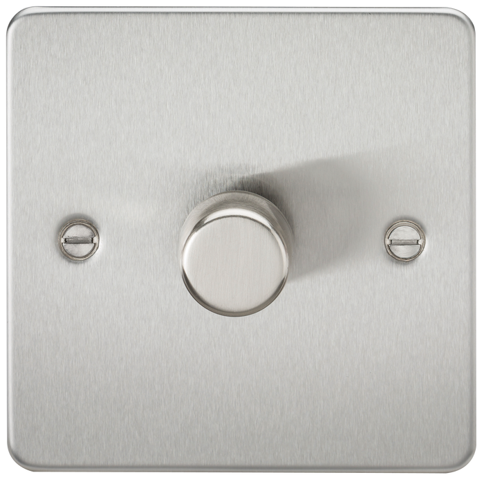 Knightsbridge Screwed Flat Plate Brushed Chrome Switches & Sockets Satin Grey Inserts