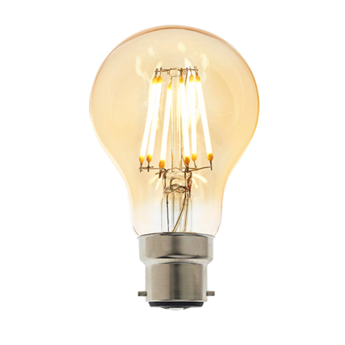 Endon B22 Amber Tinted Glass with LED Filament Inner Light Bulb GLS 93029