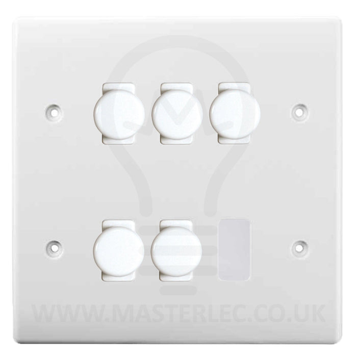 BG White 5 Gang Trailing Edge LED Dimmer Light Switch 2 Way Custom Switch