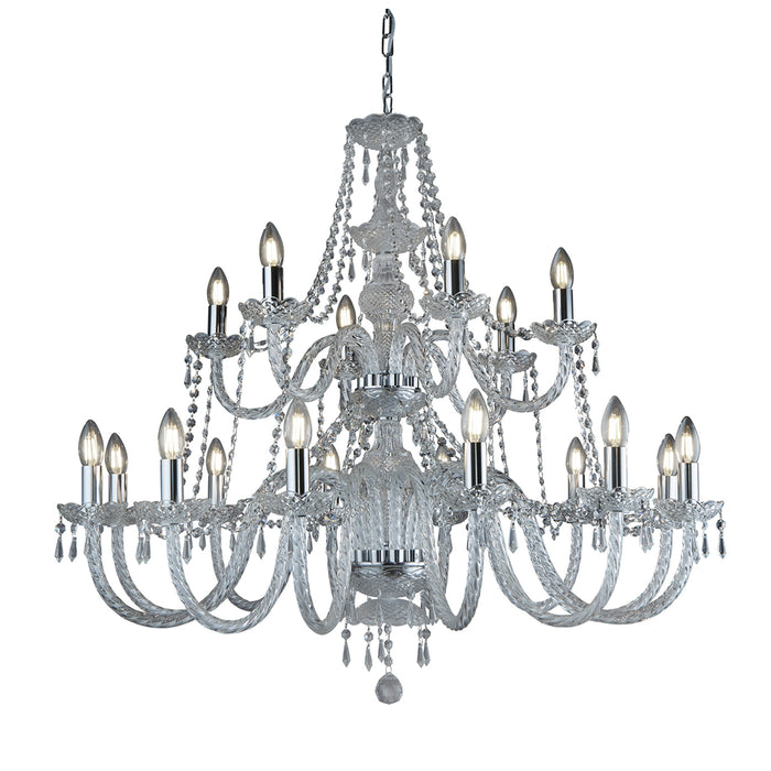 Searchlight Hale Chrome 18 Light Chandelier With Crystal Trimmings 17218-18