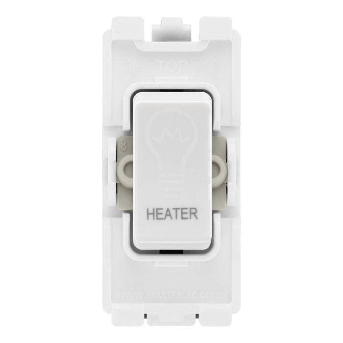 BG RRHTW White 20 Amp Double Pole Appliance Grid Switch Labelled Heater