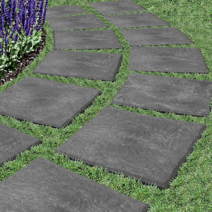 Primeur Square Slate Grey Stomp Stone Stepping Stone Recycled Rubber 30cm