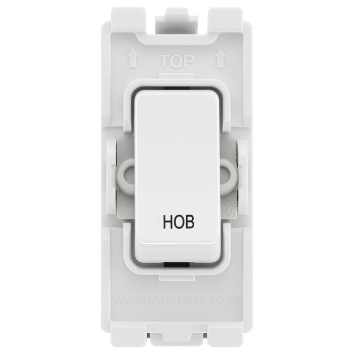BG Evolve White RRHBPCDW 20 Amp Double Pole Appliance Grid Switch Labelled Hob