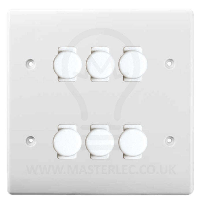 BG White 6 Gang Trailing Edge LED Dimmer Light Switch 2 Way Custom Switch