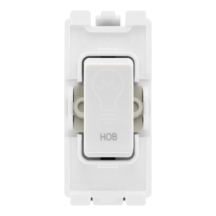 BG RRHBW White 20 Amp Double Pole Appliance Grid Switch Labelled Hob