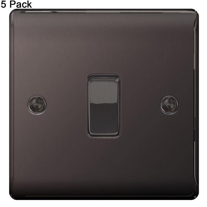 BG Nexus Black Nickel (Pack of 5) Single Light Switch NBN12 10 Amp