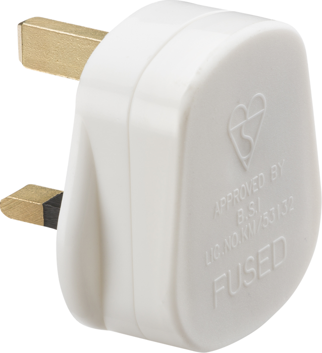 13A Plug Top with 5A Fuse - White (Screw Cord Grip)