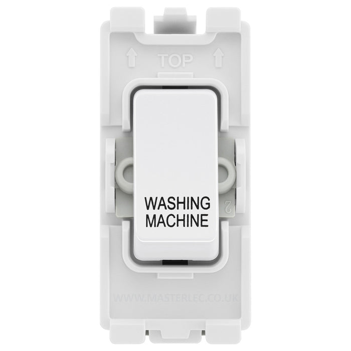 BG Evolve White RRWMPCDW 20 Amp Double Pole Appliance Grid Switch Labelled Washing Machine
